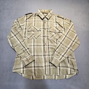 Polaris Ranger Shirt Mens L Brown Plaid Button Up Long Sleeve Pockets
